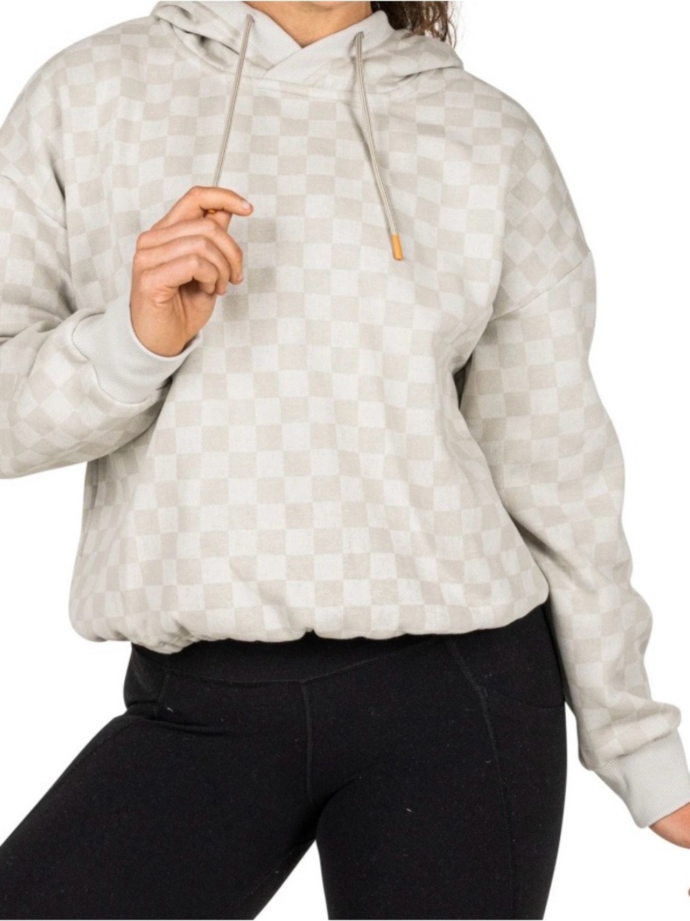 Marsh Wear Womens Fireside Hoodie Stone sz L checkered